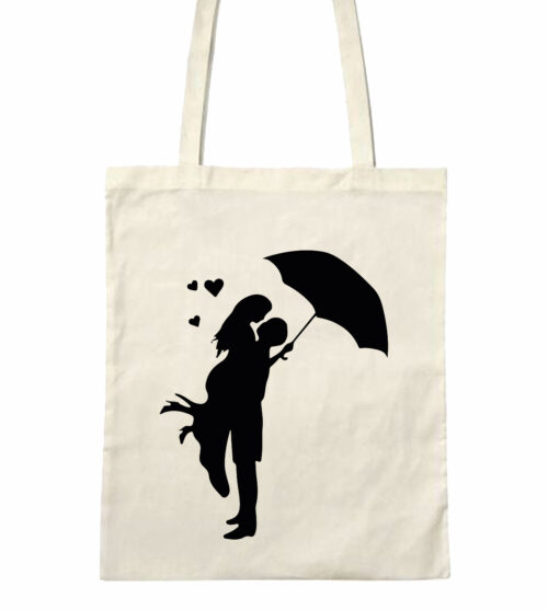 Bolsa de tela Pareja bajo la lluvia